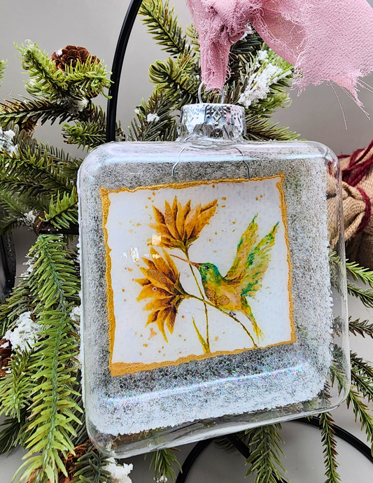 Glass Hummingbird Ornament