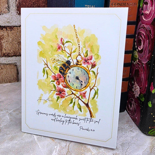 bee, time, proverbs, greeting card, jessica barre art, art, watercolor