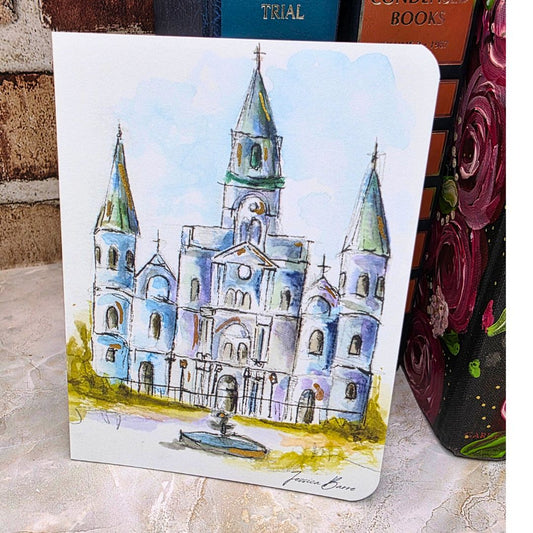 Watercolor St. Louis Cathedral Greeting Card w/ envelope