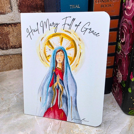 hail mary, mary, holy, jessica barre art, watercolor, greeting card