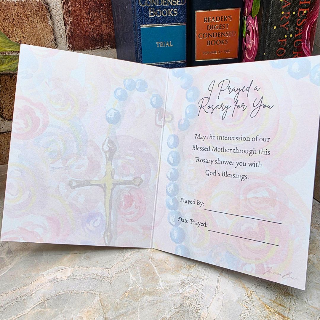 I prayed a rosary, rosary card, greeting card, blessings, jessica barre art, hail mary