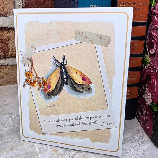 greeting card, moth, cards for a move, new home, jessica barre art, watercolor