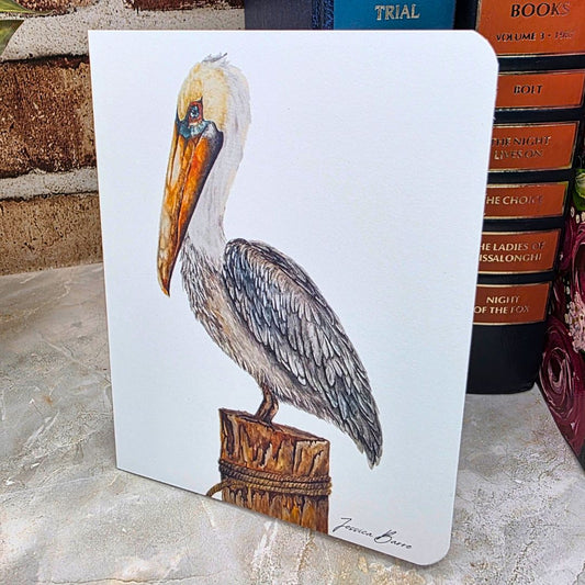 Pelican, watercolor, louisiana, jessica barre art, louisiana keepsake, art