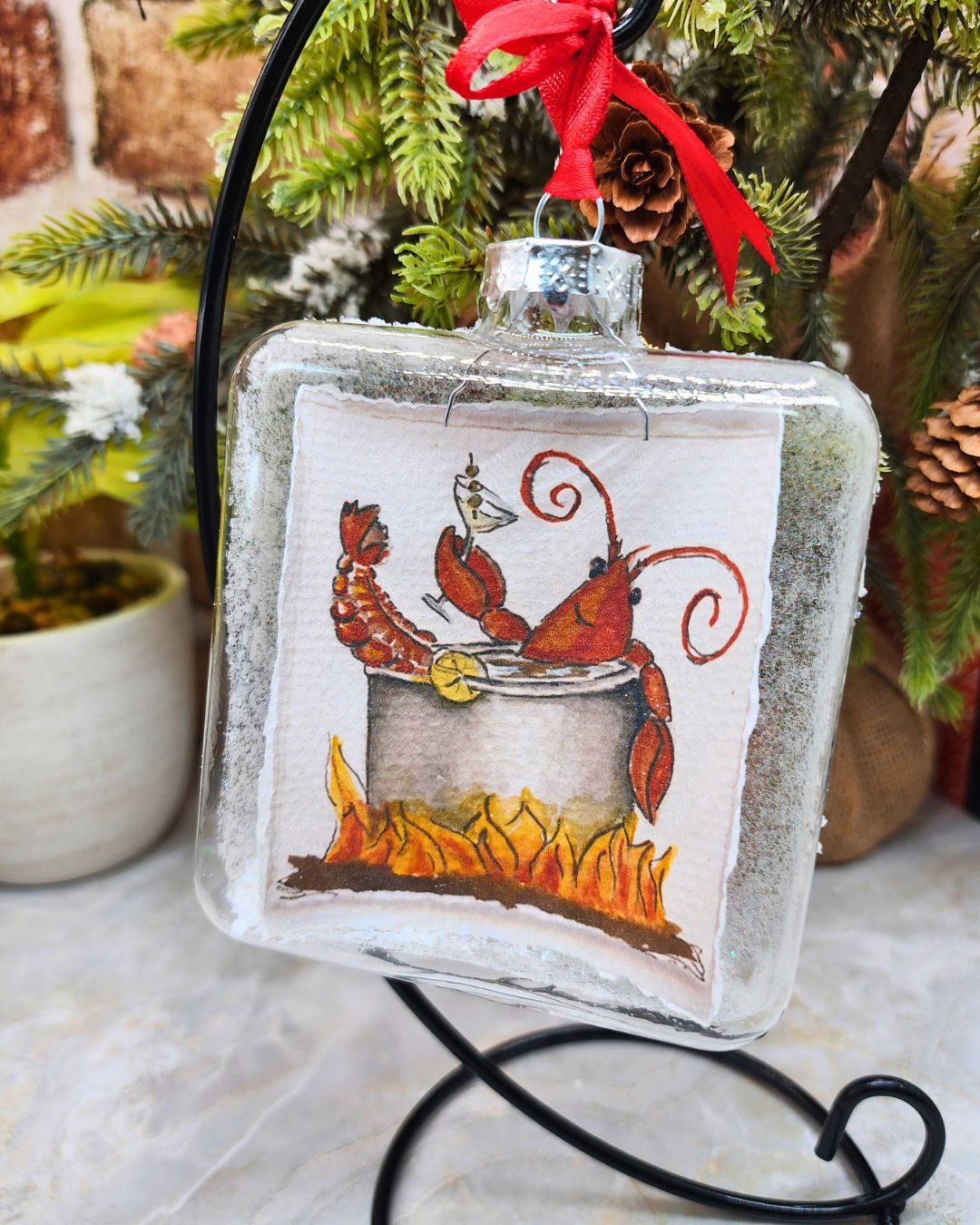 Blown Glass Crawfish Ornament