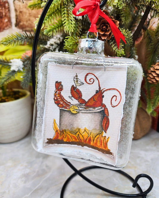 Blown Glass Crawfish Ornament