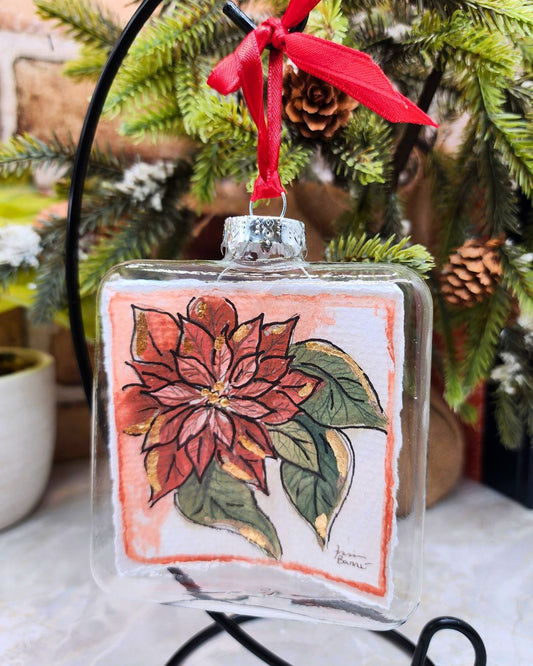 Blown Glass Poinsettia Ornament